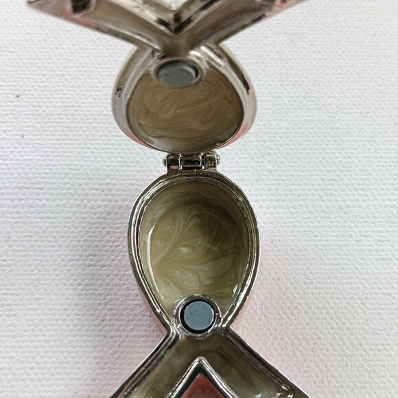 Monet Silvertone Enamel Pink Ribbon Trinket Box New Breast Cancer Awareness - Picture 5 of 10